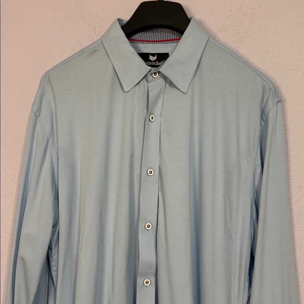 Buttercloth Men Sky Blue 100% Cotton Button Up Shirt Long Sleeve Size XL